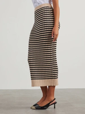 Milan Kiss Spódnica dzianinowa w kolorze beżowo-czarnym rozmiar: XL