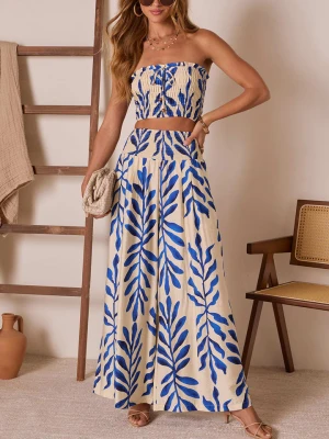 Milan Kiss Spodnie w kolorze niebiesko-beżowym rozmiar: L