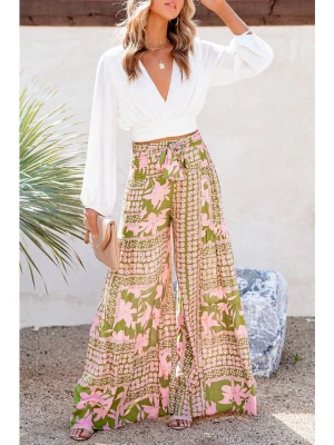 Milan Kiss Spodnie w kolorze oliwkowo-jasnoróżowym rozmiar: XL