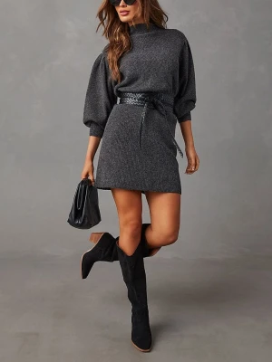 Milan Kiss Sukienka dzianinowa w kolorze antracytowym rozmiar: M