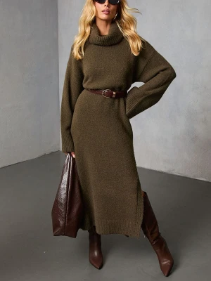 Milan Kiss Sukienka dzianinowa w kolorze khaki rozmiar: M