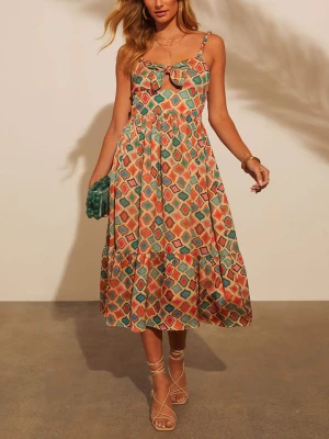 Milan Kiss Sukienka w kolorze beżowo-zielono-pomarańczowym rozmiar: S
