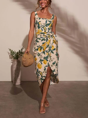 Milan Kiss Sukienka w kolorze beżowo-zielono-żółtym rozmiar: XL