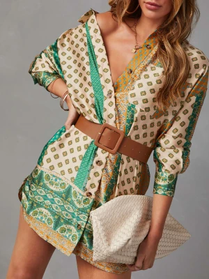 Milan Kiss Sukienka w kolorze beżowo-zielonym rozmiar: S