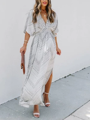 Milan Kiss Sukienka w kolorze biało-szarym rozmiar: L