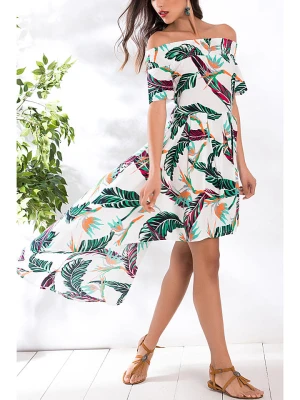 Milan Kiss Sukienka w kolorze biało-zielono-różowym rozmiar: S