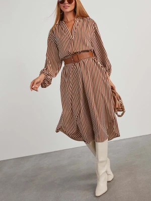 Milan Kiss Sukienka w kolorze brązowo-białym rozmiar: S