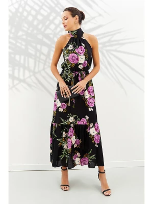 Milan Kiss Sukienka w kolorze czarno-fioletowo-kremowym rozmiar: L