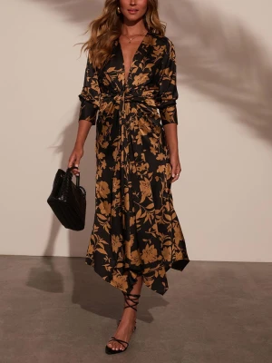 Milan Kiss Sukienka w kolorze czarno-karmelowym rozmiar: S