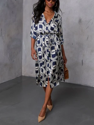 Milan Kiss Sukienka w kolorze granatowo-białym rozmiar: S