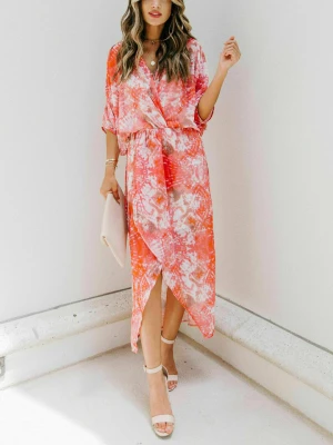 Milan Kiss Sukienka w kolorze koralowo-białym rozmiar: S