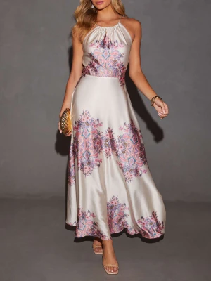 Milan Kiss Sukienka w kolorze kremowo-fioletowym rozmiar: L