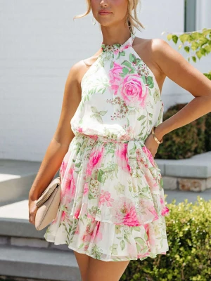 Milan Kiss Sukienka w kolorze kremowo-jasnoróżowo-zielonym rozmiar: M