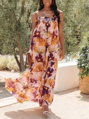 Milan Kiss Sukienka w kolorze musztardowo-fioletowym ze wzorem rozmiar: XL