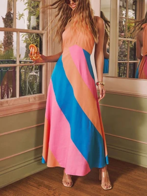 Milan Kiss Sukienka w kolorze niebiesko-różowo-pomarańczowym rozmiar: L