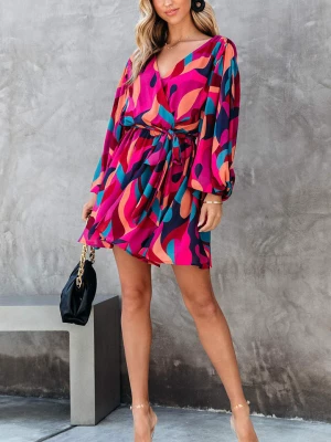 Milan Kiss Sukienka w kolorze różowo-czarno-brzoskwiniowym rozmiar: XL