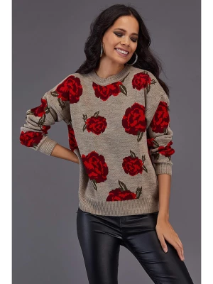Milan Kiss Sweter w kolorze beżowo-czerwonym rozmiar: S