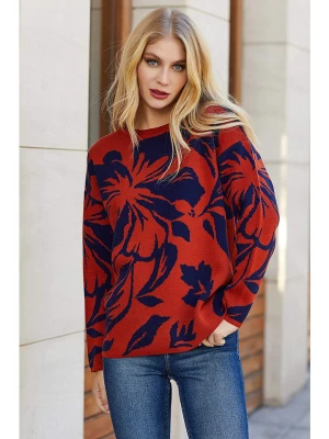 Milan Kiss Sweter w kolorze czerwonym ze wzorem rozmiar: L