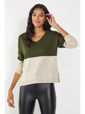 Milan Kiss Sweter w kolorze kremowo-oliwkowym rozmiar: XL