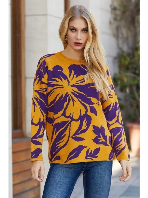Milan Kiss Sweter w kolorze musztardowym ze wzorem rozmiar: L