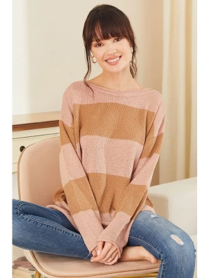 Milan Kiss Sweter w kolorze różowo-brązowym rozmiar: XL