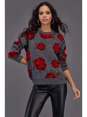 Milan Kiss Sweter w kolorze szaro-czerwonym rozmiar: L