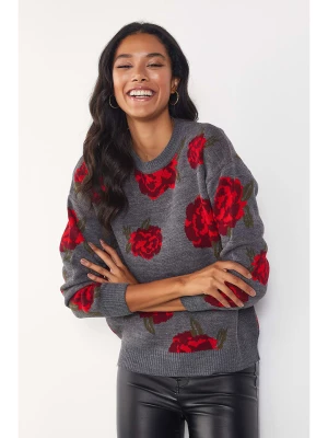 Milan Kiss Sweter w kolorze szaro-czerwonym rozmiar: S