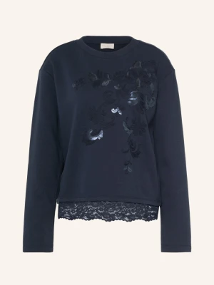 Milano Italy Bluza Z Cekinami I Koronką blau GRANATOWY