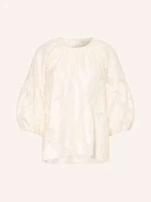 Milano Italy Bluzka Koszulowa Z Tkaniny Żakardowej Z Rękawami 3 / 4 beige