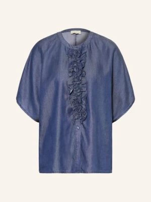 Milano Italy Bluzka W Stylu Jeansowym Z Falbanami blau
