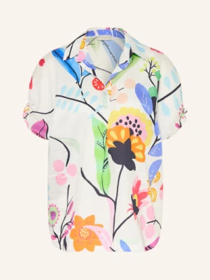 Milano Italy Bluzka Z Falbanami weiss