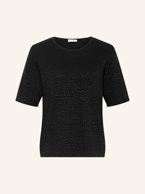 Milano Italy Dzianinowa Koszulka Z Błyszczącą Przędzą schwarz