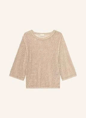 Milano Italy Dzianinowa Koszulka Z Dodatkiem Lnu beige