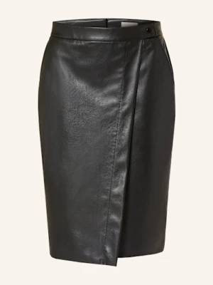 Milano Italy Spódnica Skórzana W Stylu Kopertowym schwarz