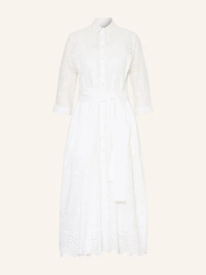 Milano Italy Sukienka Koszulowa Z Koronki Z Rękawami 3/4 weiss