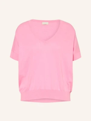 Milano Italy Sweter Z Dzianiny Z Dodatkiem Lnu pink