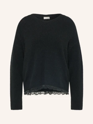 Milano Italy Sweter Z Koronką schwarz CZARNY