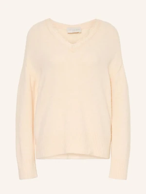 Milano Italy Sweter Z Koronką weiss KREMOWY