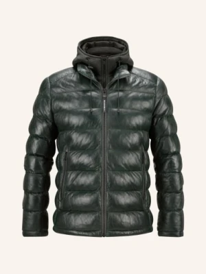 Milestone Kurtka Pikowana Mscallisto Ze Skóry Z Odpinanym Kołnierzem gruen