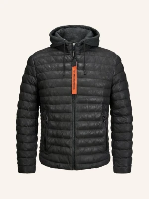 Milestone Kurtka Pikowana Msviano Ze Skóry Z Odpinanym Kapturem schwarz