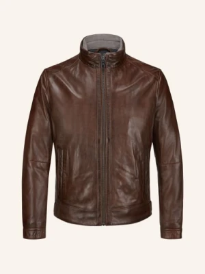 Milestone Kurtka Skórzana Msbarney Z Odpinanym Kołnierzem braun