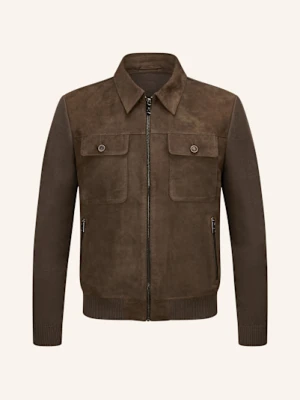 Milestone Kurtka Skórzana Msryan Z Mieszanki Materiałów braun