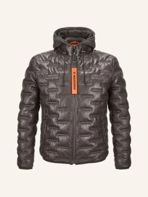 Milestone Kurtka Skórzana Z Izolacją Dupont™ Sorona® I Odpinanym Kapturem grau