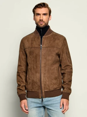 Milestone Skórzana kurtka bomber MSJoshua | Regular Fit | z dodatkiem wełny brązowy
