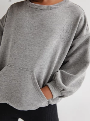 MINI bluza oversize z kieszonką MEDIUM GREY MELANGE - BONNY-80-86 (12-18) Marsala
