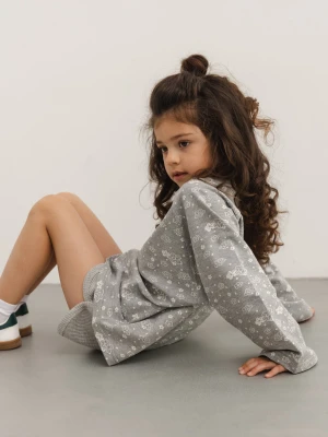 MINI bluza typu oversize z printem w kwiaty w kolorze GREY PRINT - POPPY-128-134 (8-9) Marsala