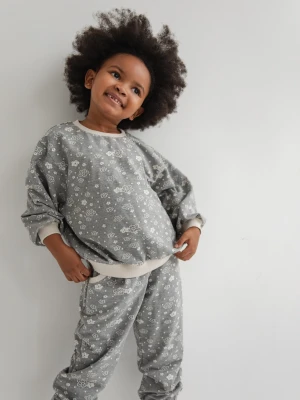 MINI bluza z nadrukiem w kwiaty , w kolorze GREY PRINT - PONTE-116-122 (6-7) Marsala