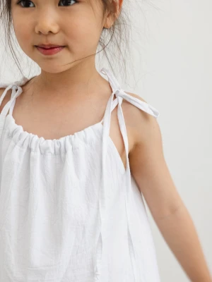 MINI bluzka BAWEŁNIANA z wiązaniem na ramionach w kolorze CLASSIC WHITE - DAFNE-128-134 (8-9) Marsala