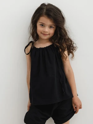 MINI bluzka BAWEŁNIANA z wiązaniem na ramionach w kolorze TOTALLY BLACK - DAFNE-116-122 (6-7) Marsala