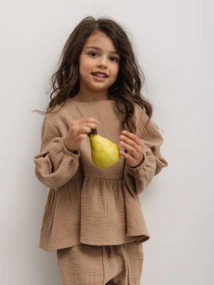 MINI bluzka z falbanką w kolorze COOKIE BEIGE - CINDY-116-122 (6-7) Marsala